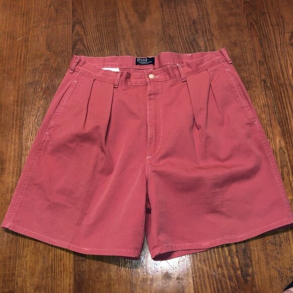 Ralph Lauren Other - Vintage Ralph Lauren Polo Chino Tyler Fit Pleated Front Pink Coral Shorts Sz 36